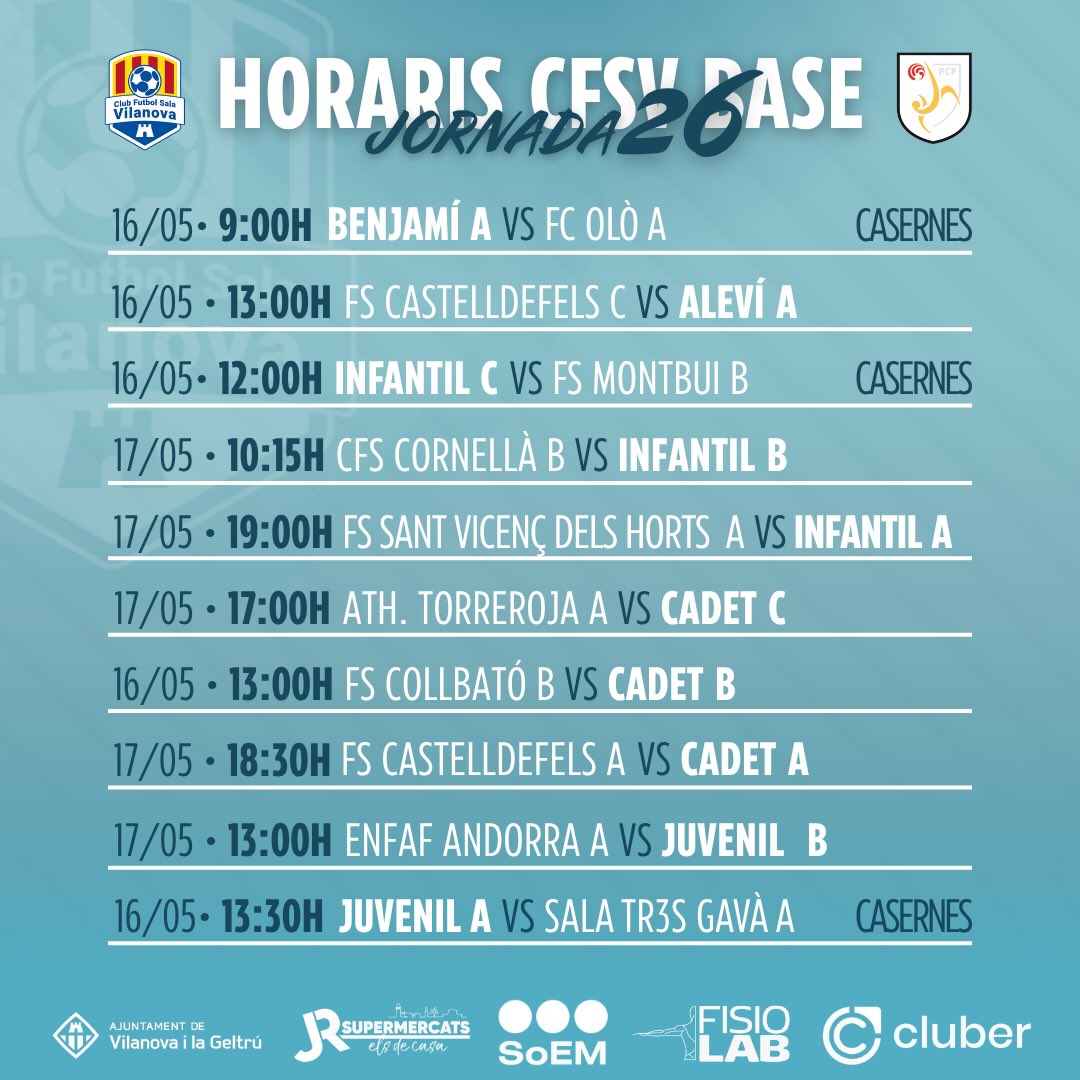 🗓️Els horaris d'aquest cap de setmana 